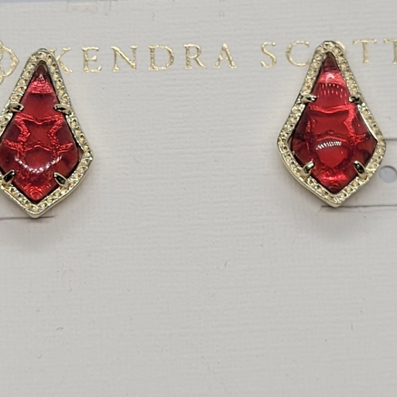 Custom Kendra Scott Stud Earrings Berry Red Gold - Picture 12 of 13